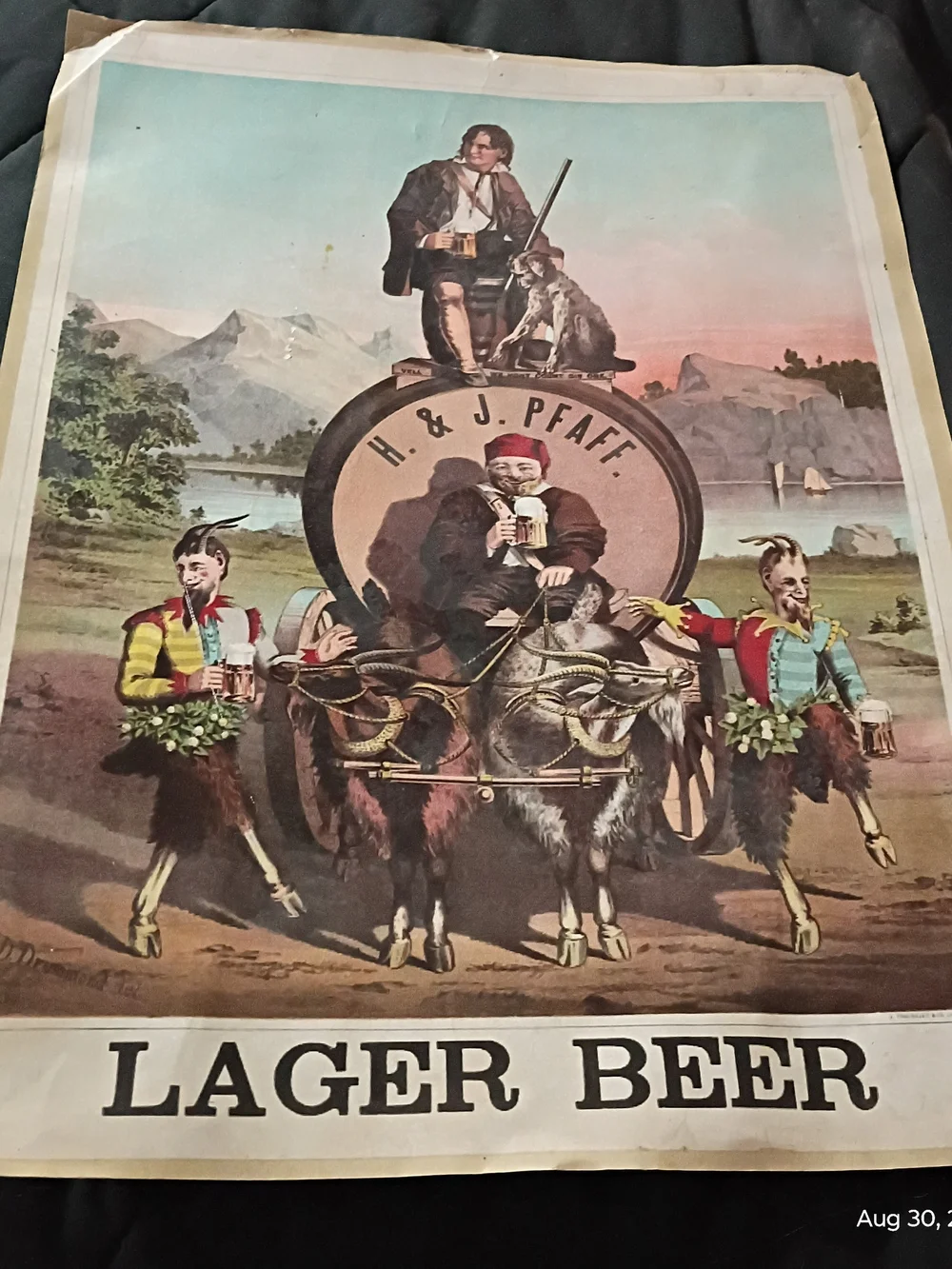 H. & J. Pfaff Lager Beer Vintage Poster - Multi-Color